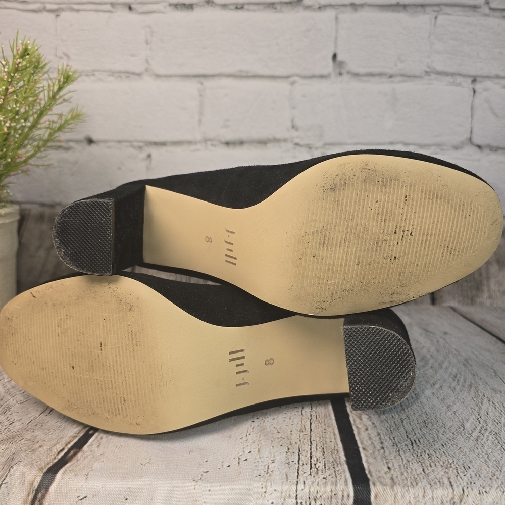 J.JILL BLACK SUEDE LEATHER ROUND TOE SLIP-ON HIGH BLOCK HEEL SHOES WOMENS 8 - Picture 5 of 7